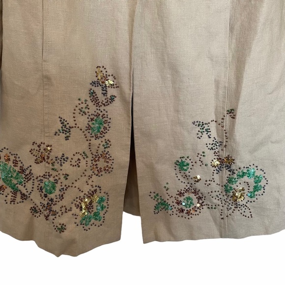 Vintage Pursuits Ltd linen Jacket Beaded 6 beige - Picture 2 of 8